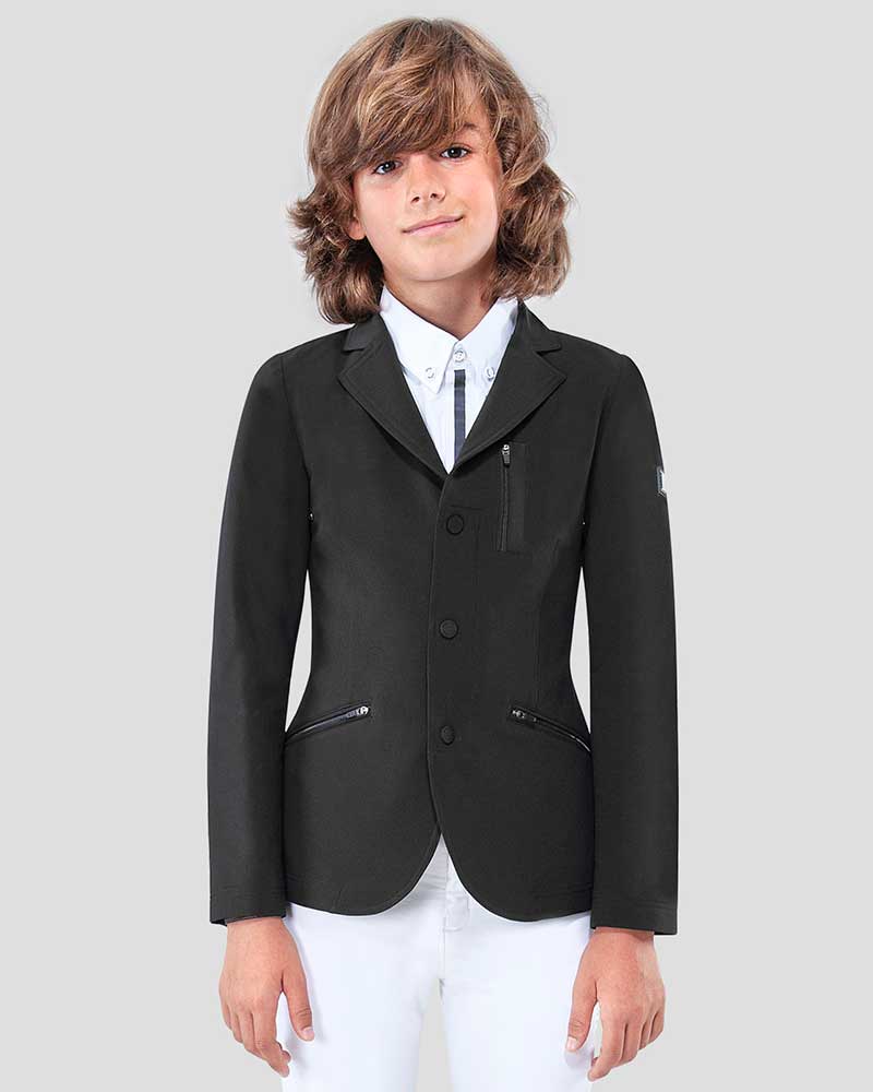 Boys' Black Competition Jacket with Zipper &amp; Hooks - Anacleto - Equiline