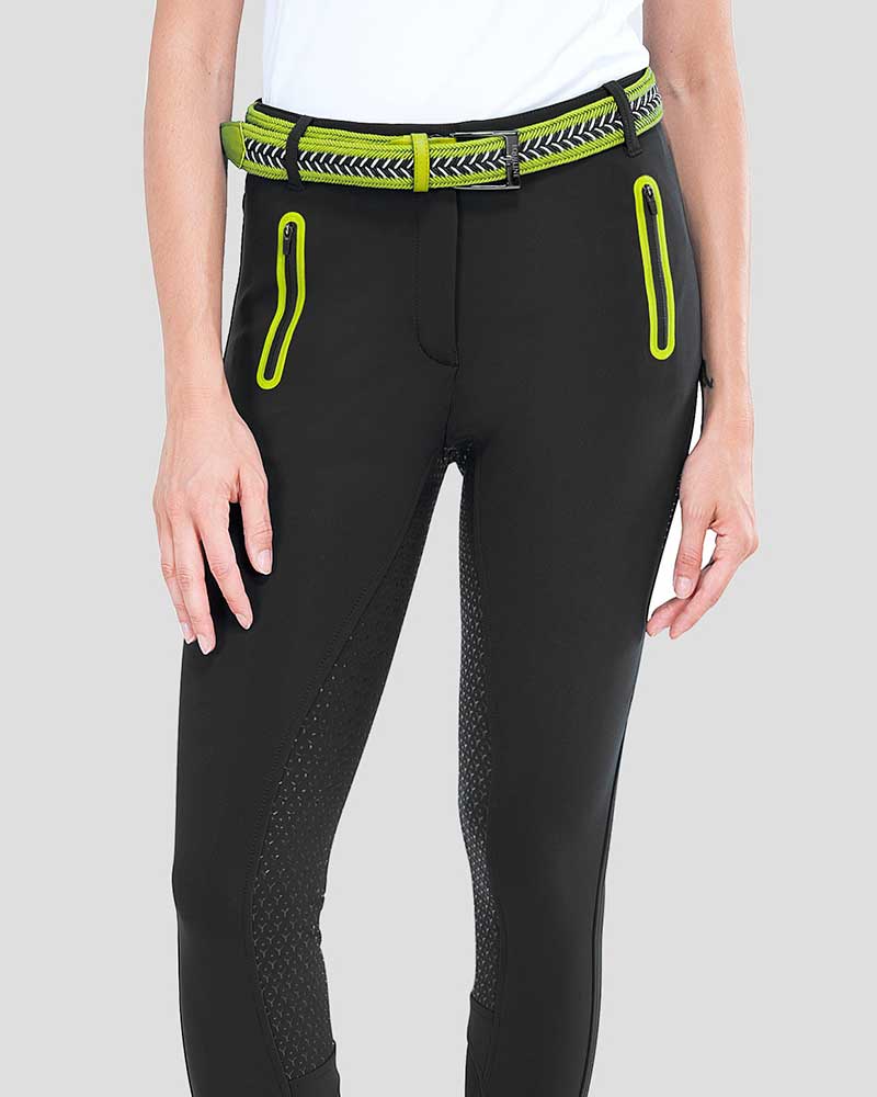 Pantalones de invierno negros y verde lima (grip culera) para mujer -  Hiddenite - Equiline