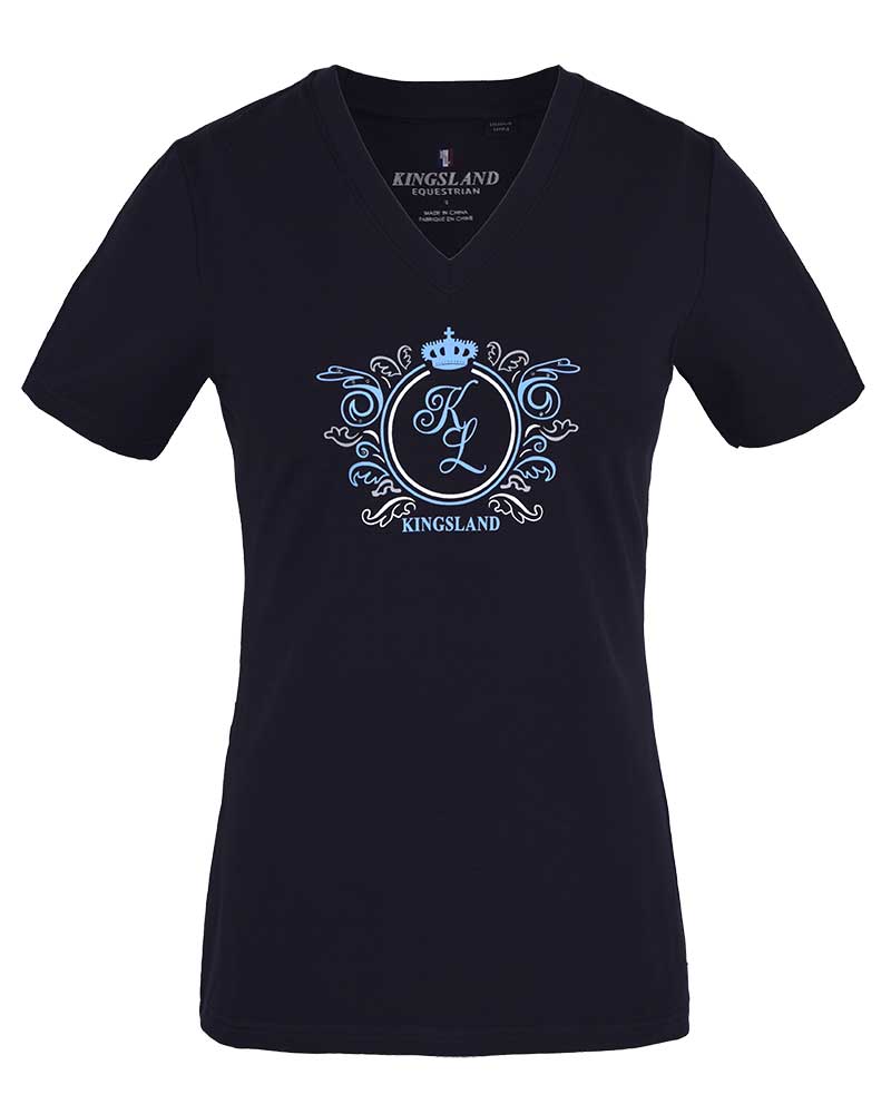 Navy blue short-sleeved V-neck T-shirt for woman – Mougins – Kingsland