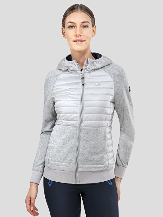 Chaqueta acolchada gris claro con capucha para mujer - Opal - Equiline