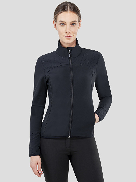 Black polar softshell jacket with rhinestones for women - Ibis - Equiline