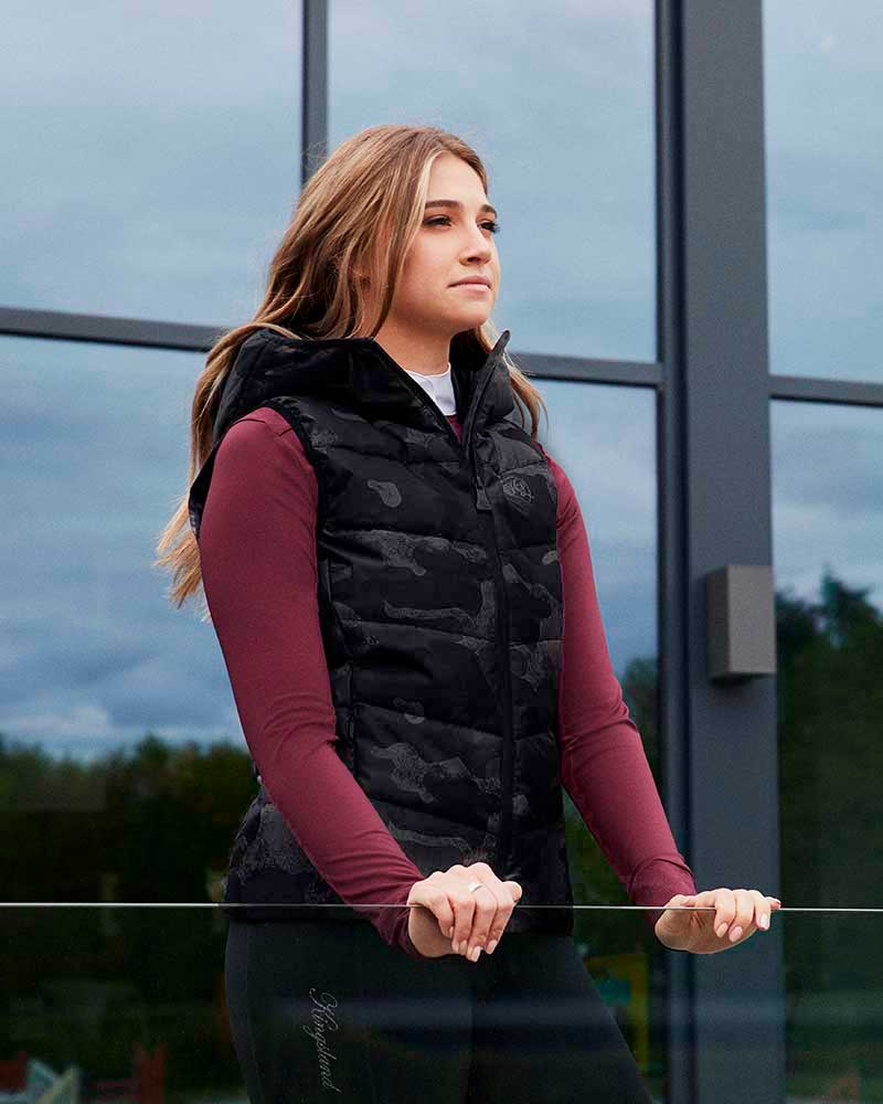 Chaleco acolchado militar gris y negro con capucha para mujer - KLmirabel - Kingsland