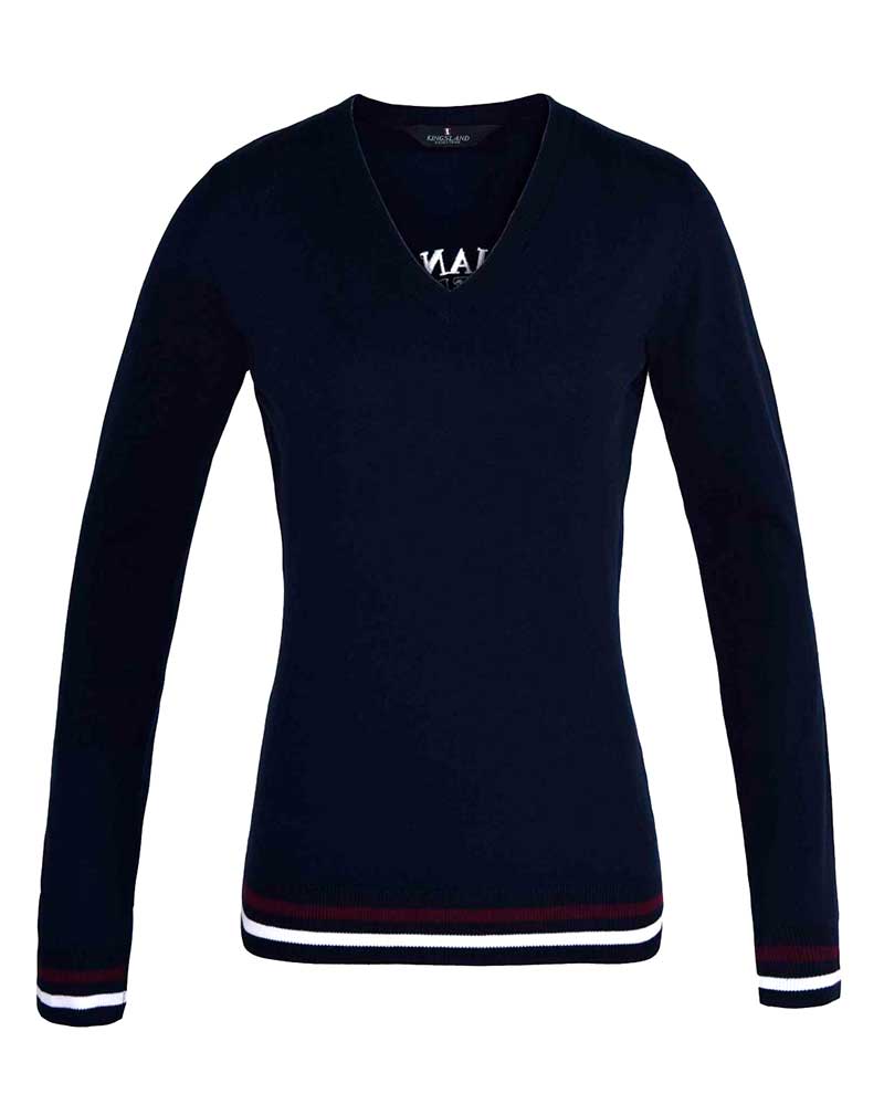 Navy blue fine knit V-neck sweater for woman – Sudbury – Kingsland