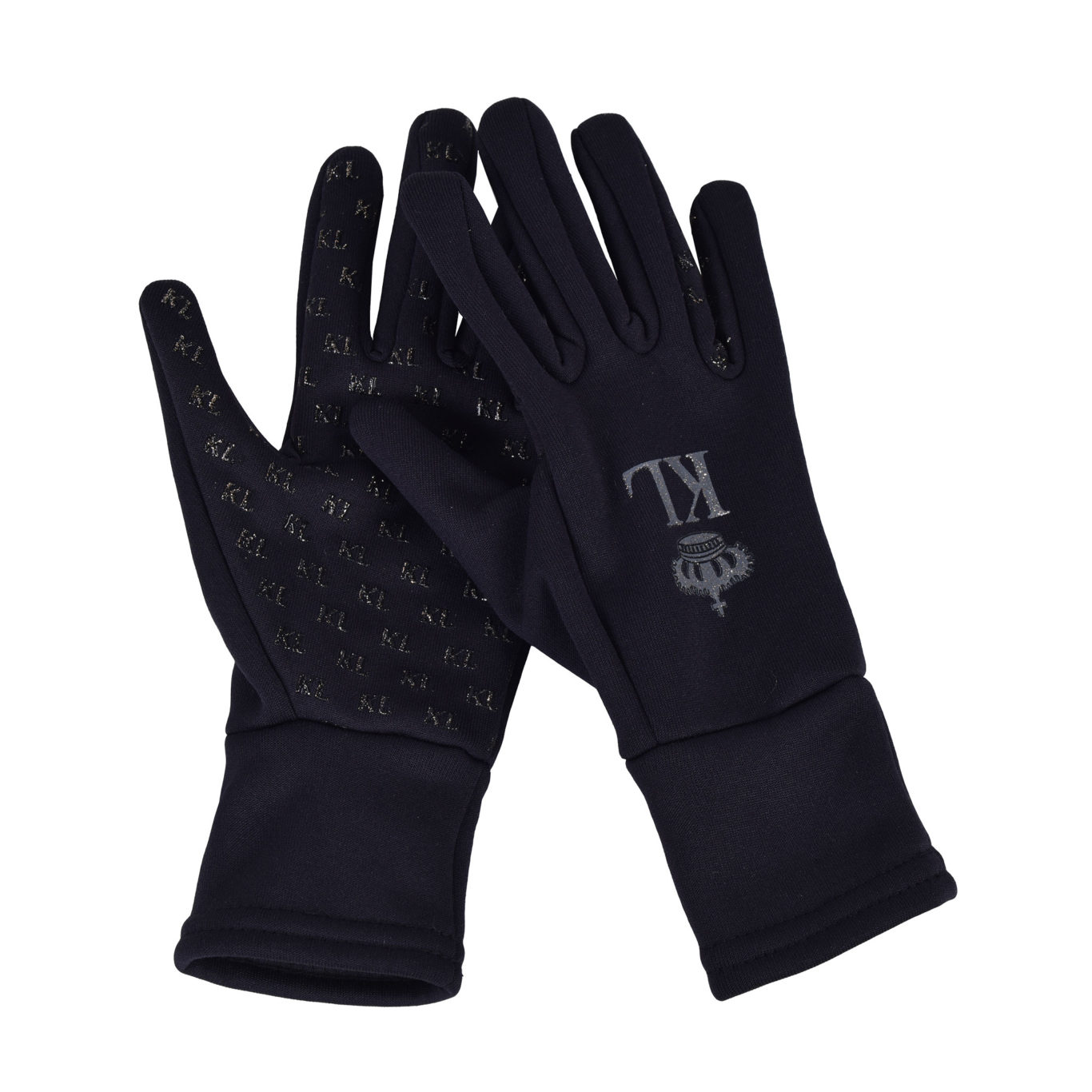 Guantes de invierno con grip azul marino con logo en brillantina - KLnome - Kingsland