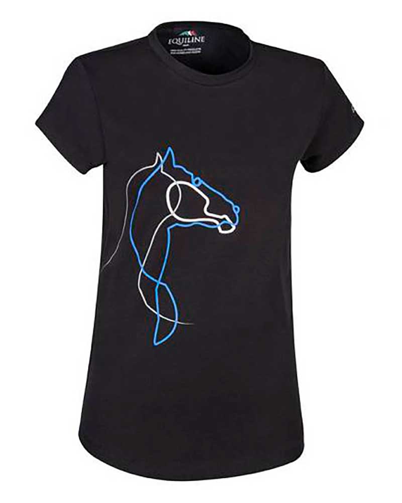 T-shirt à manches courtes noir avec ilustración en gris, blanc et bleu pour femme Zelda - Equiline