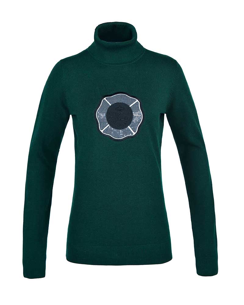Jersey de punto fino verde oscuro con cuello alto para mujer - KLchevak - Kingsland