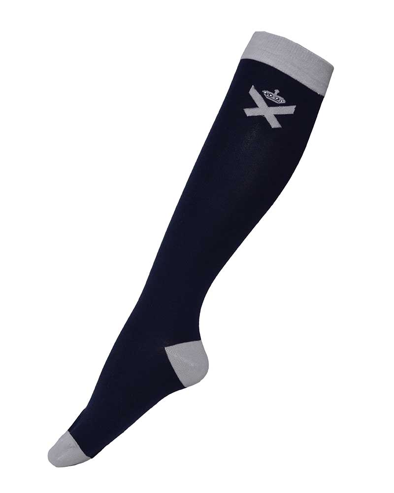 Chaussettes Coolmax hautes bleu marine et gris à strass - Yopal - Kingsland Dressage