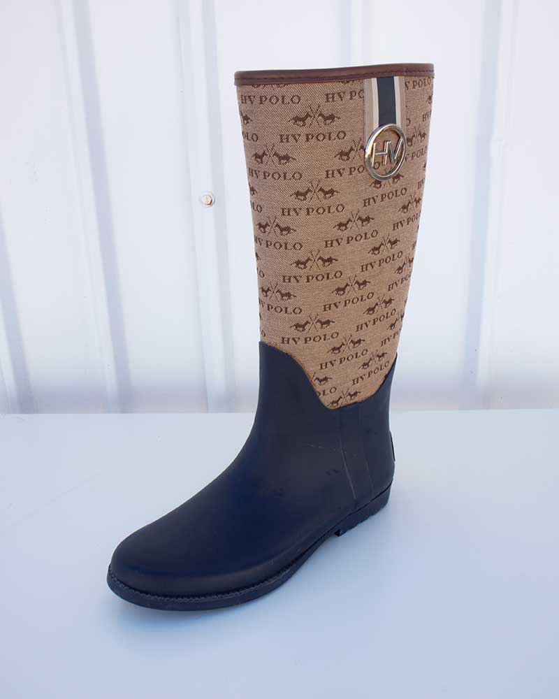 Bottes en caoutchouc bleu marine et marron clair pour femme modèle Hartney - HV Polo