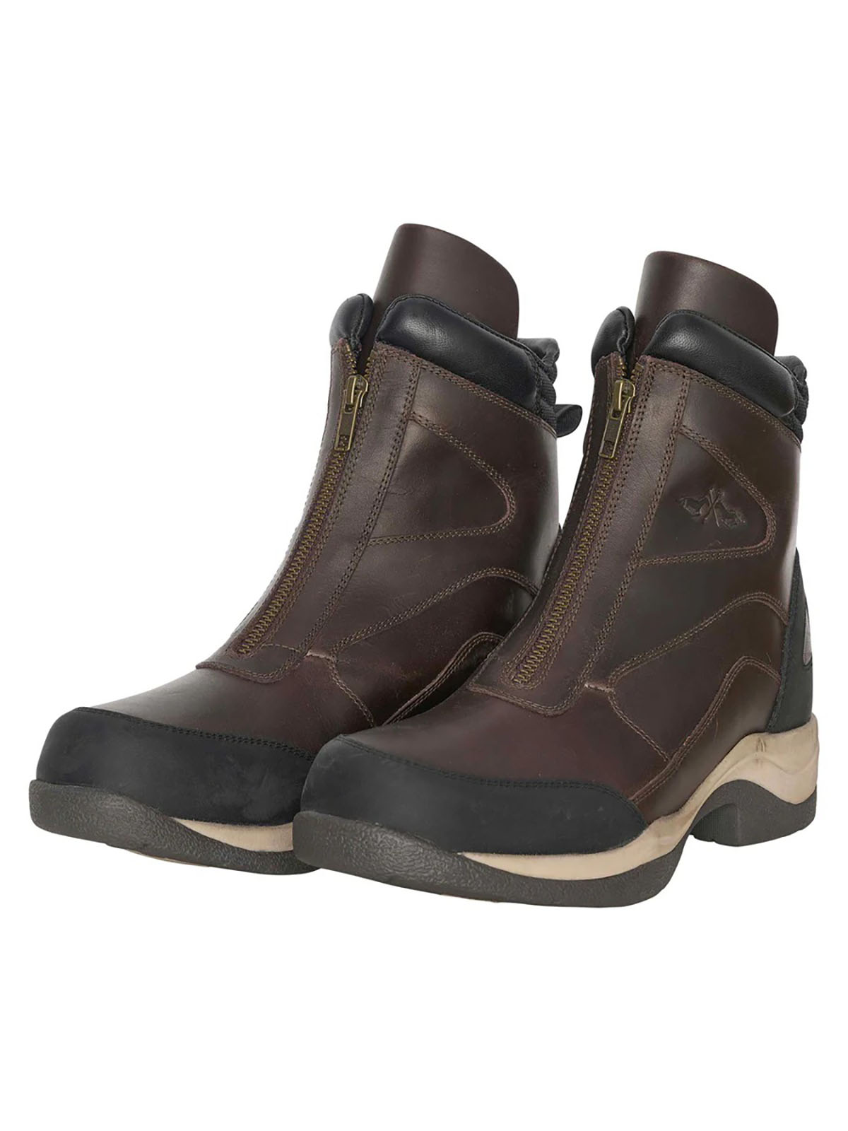 Bottines marron foncé en cuir pour l'équitation avec fermeture éclair avant-Caitlin-HV POLO