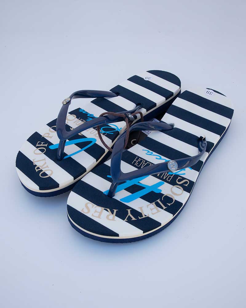 Chanclas a rayas azul marino y blanco - Sun Navy - HV Polo
