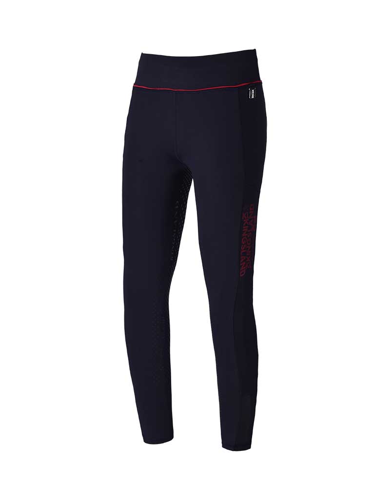 Girls’ navy riding tights with red trim (full seat grip) – KLkandy – Kingsland