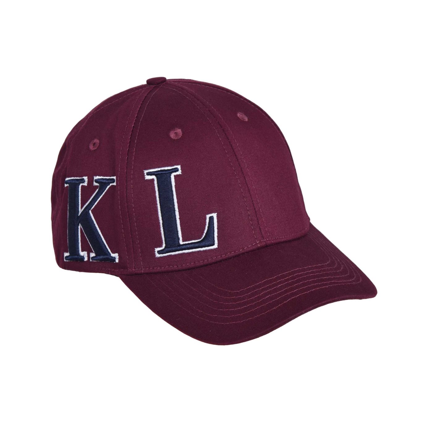 Casquette bordeaux avec initiales brodées en blanc et bleu marine - KLargus - Kingsland