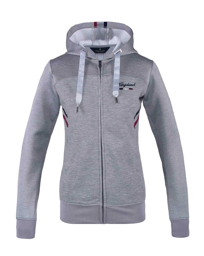 Sweat gris clair avec fermeture éclair et capuche pour femme - KLbarisa - Kingsland