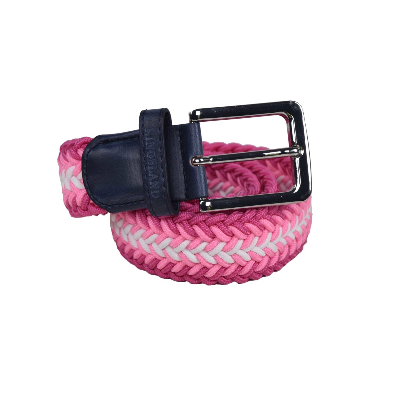 Pink and white braided elastic cotton belt Talios model by Kingsland