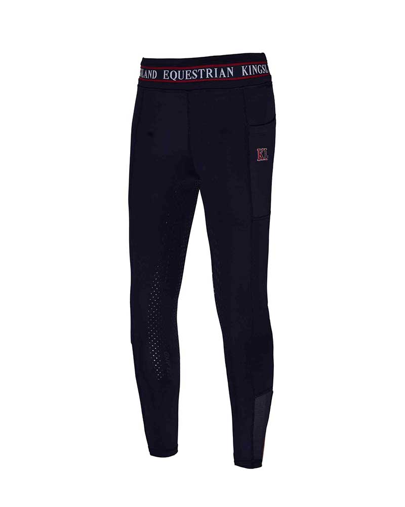 Leggings bleu marine avec taille à rayures bordeaux (grip à fond intégral) pour fille KLkandy - Kingsland