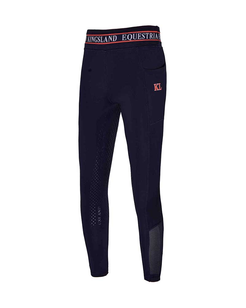 Leggings bleu marine avec taille à rayures orange (grip à fond intégral) pour fille KLkandy - Kingsland