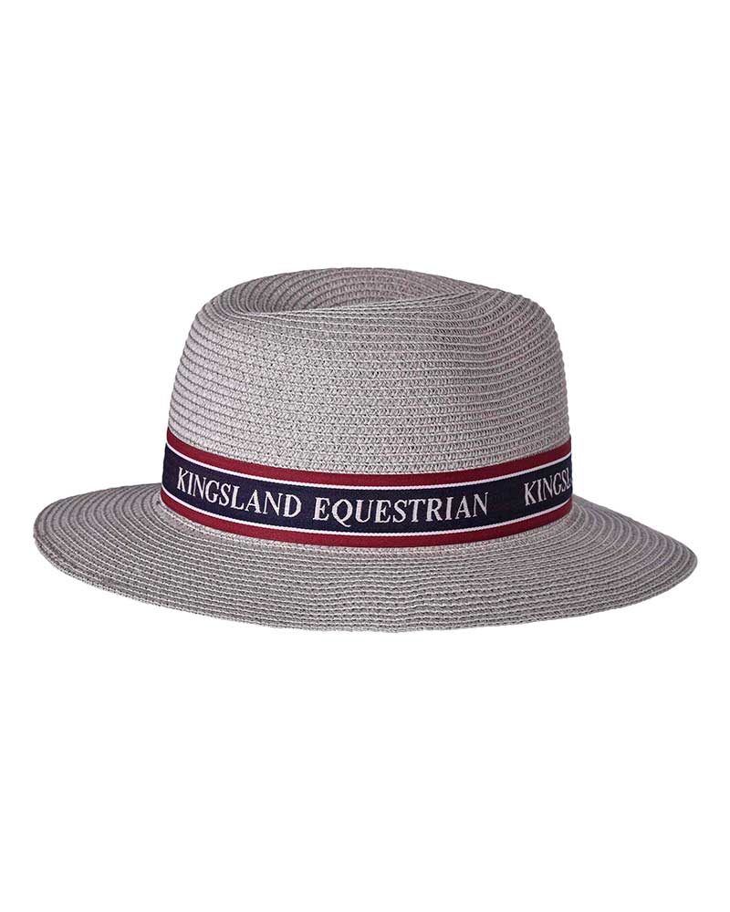 Sombrero de paja toquilla gris claro con cinta tricolor unisex - KLtad - Kingsland