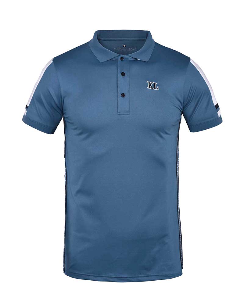 Technical piqué short-sleeve polo shirt blue for men - KLugo - Kingsland