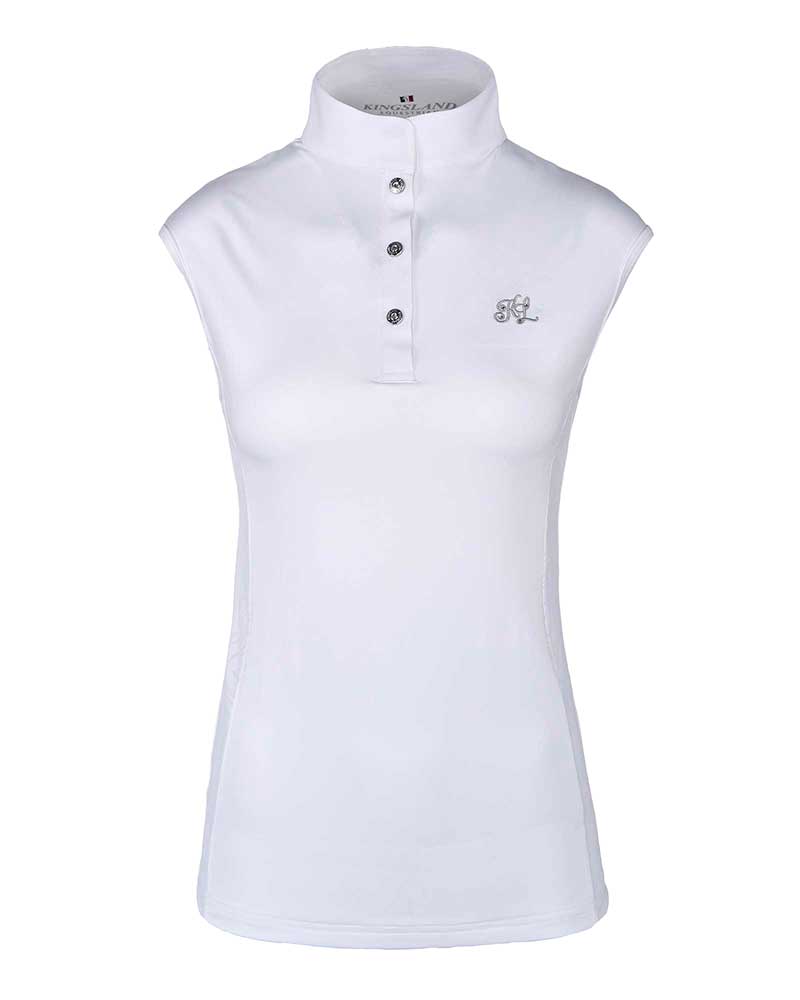 Polo de competición sin mangas blanco con espalda de malla de punto para mujer - KLcindy - Kingsland