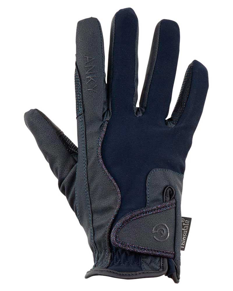 Dark navy technical winter gloves with grip and glitter – ANKY