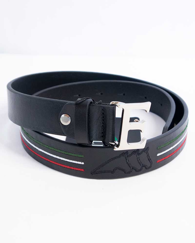 Black embroidered leather belt - Equiline