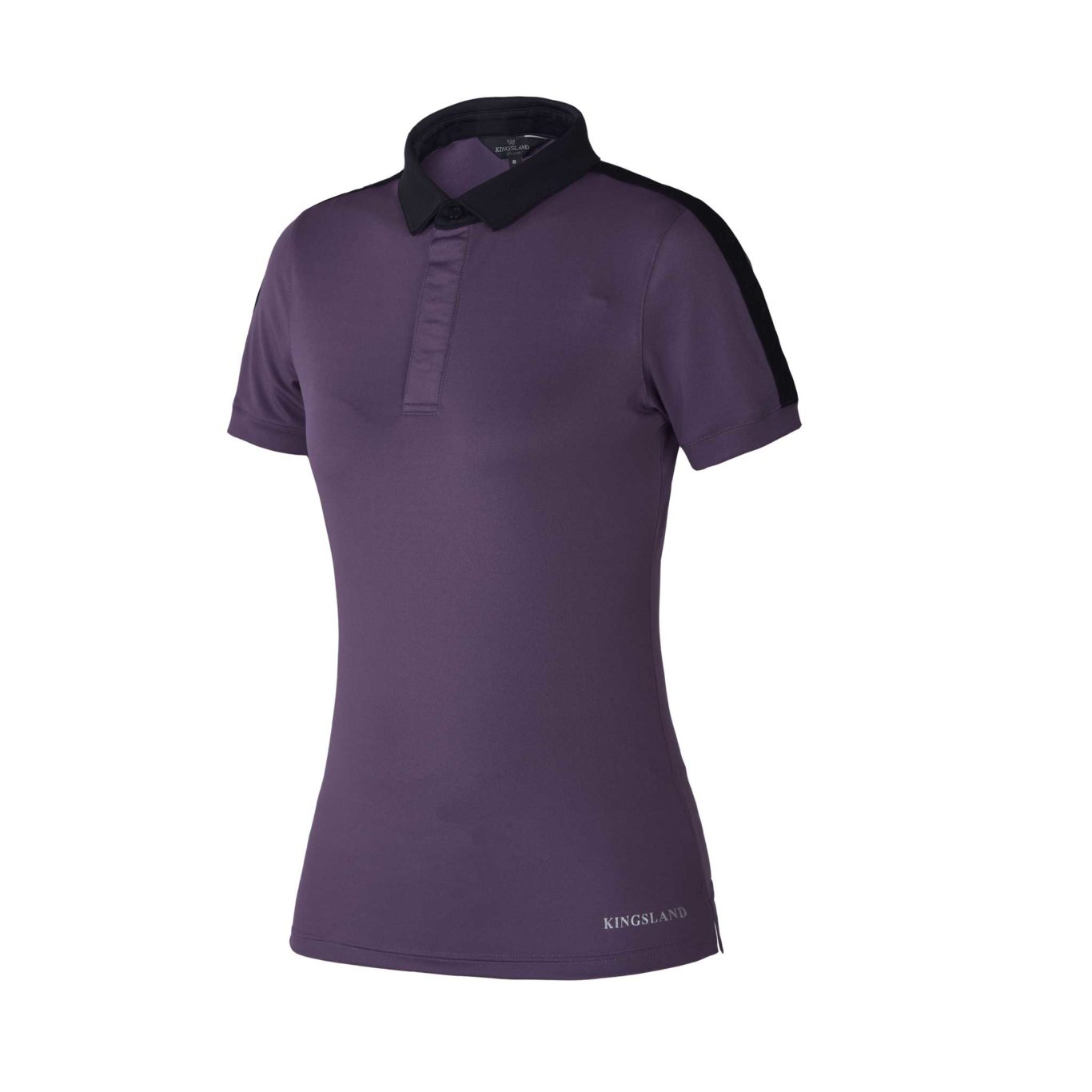 Technical short-sleeve polo shirt purple and black for women KLflo model by Kingsland Dressage