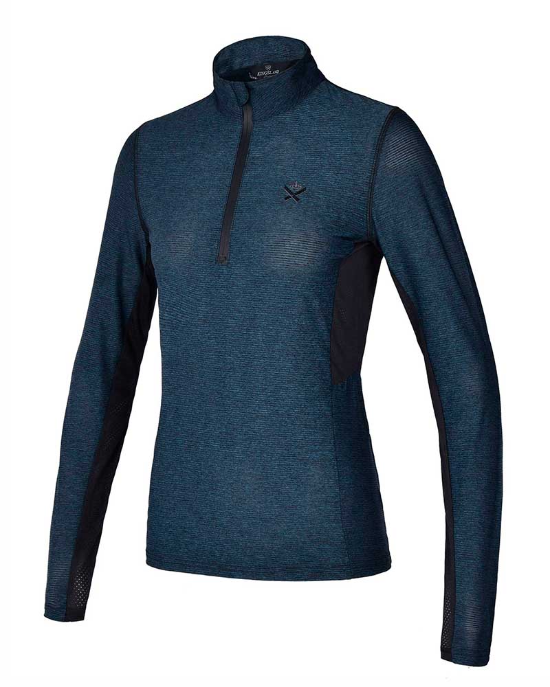 Camiseta de entrenamiento de manga larga azul marino para mujer - KLserenity - Kingsland Dressage