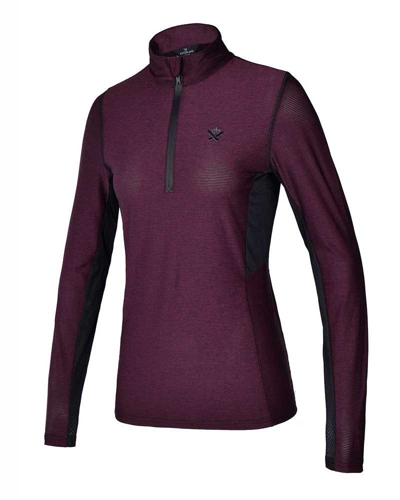 Camiseta de entrenamiento de manga larga burdeos para mujer - KLserenity - Kingsland Dressage