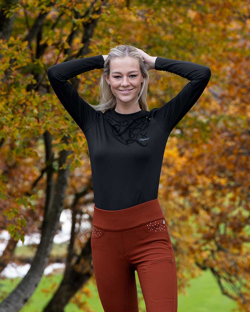 T-shirt d'entraînement noir à manches longues pour femme - KLsalma - Kingsland Dressage