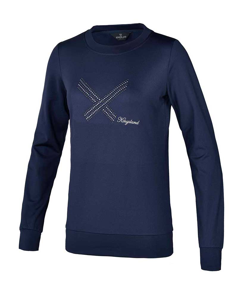 Pull polaire fin bleu marine à strass et clous pour femme - KLscarlette - Kingsland Dressage