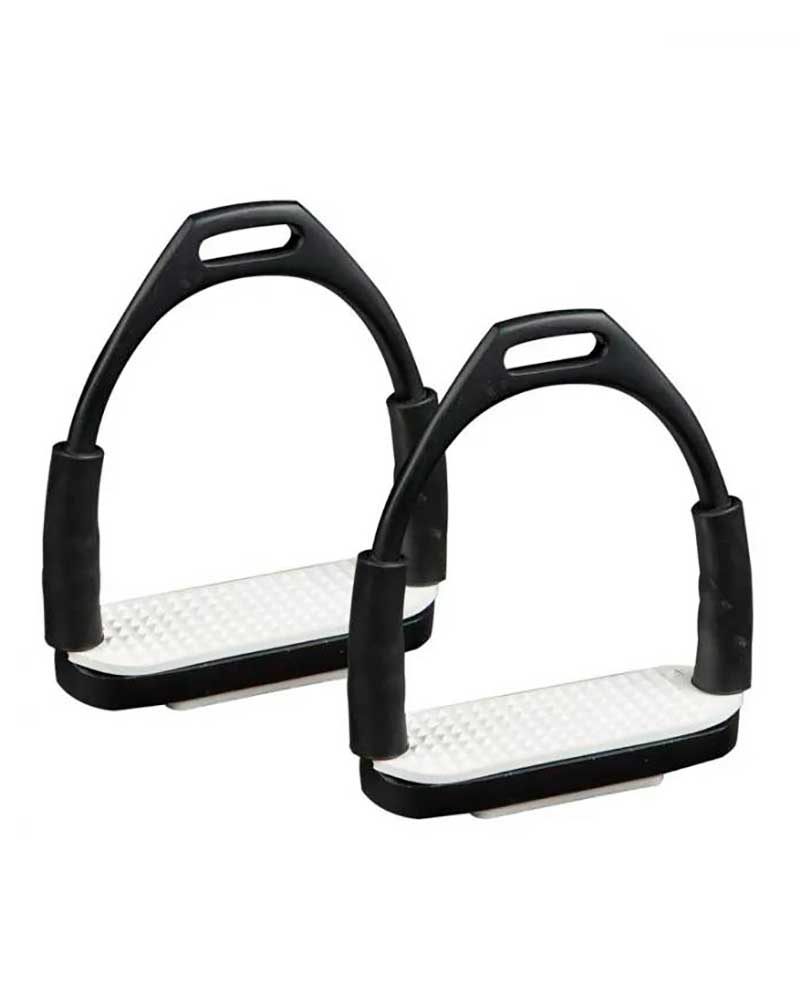 Black safety stirrups with white rubber base for adults – Zaldi