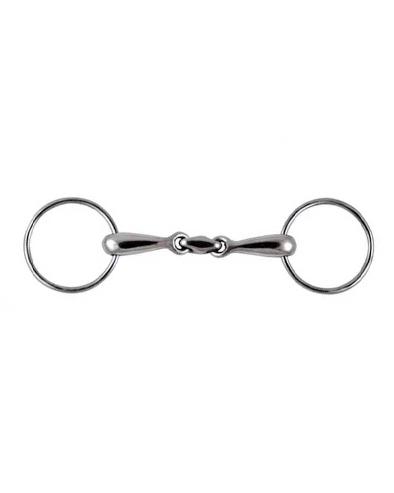 3-Piece Stainless Steel Snaffle Bit with 17mm Rings and 6.5cm Diameter for Horse - Zaldi