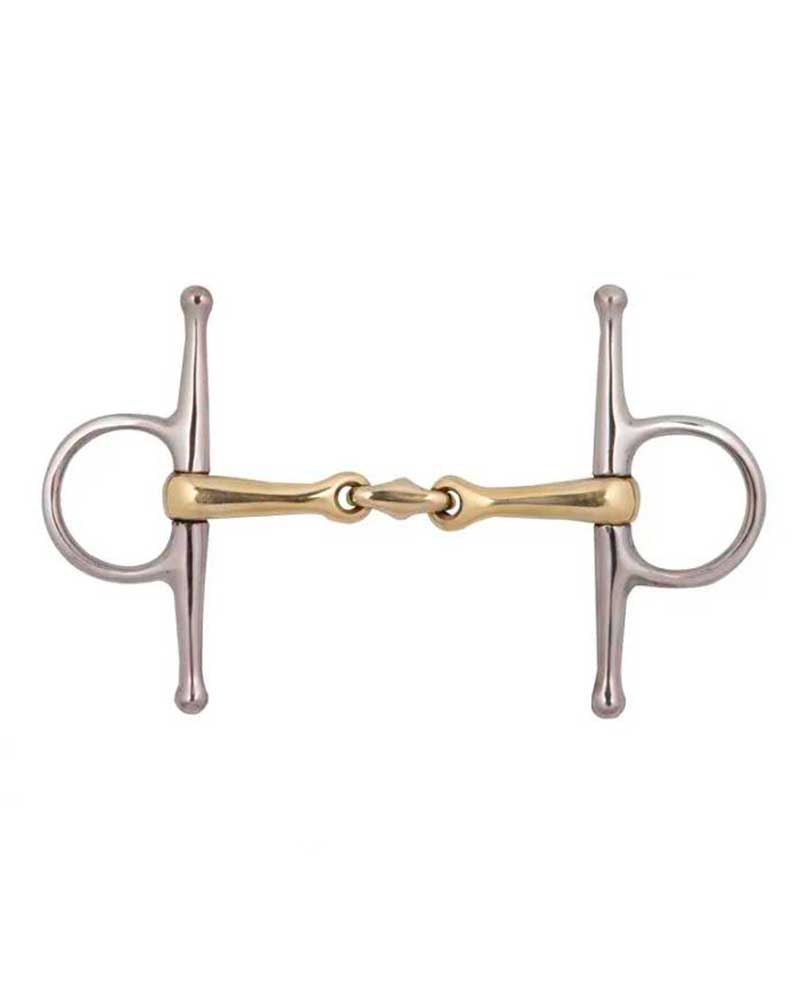 Mors de filet à branches (14cm) à 3 pièces avec anneaux 15mm et diamètre 4,5cm pour cheval - Zaldi