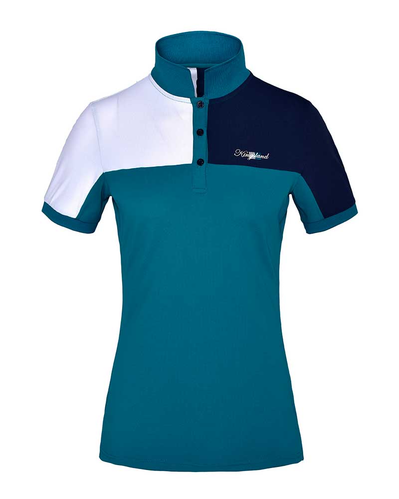 Polo de piqué de manga corta turquesa (blue deep lagoon), azul marino y blanco para mujer - KLjaney - Kingsland