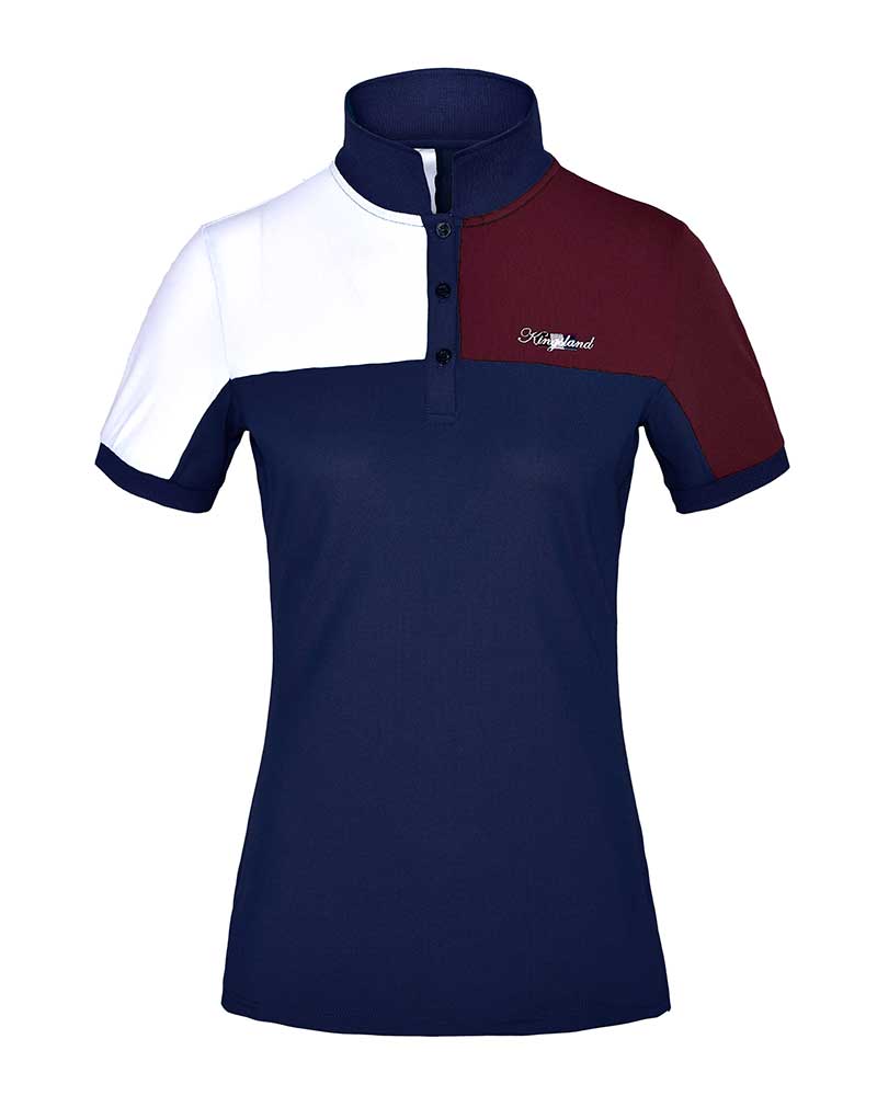 Short sleeve piqué polo shirt navy blazer, burgundy and white for women - KLjaney - Kingsland