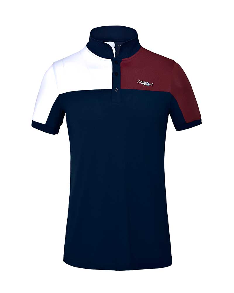 Navy Blue, White, and Burgundy Junior Unisex Short-Sleeve Technical Piqué Polo - KLjean - Kingsland