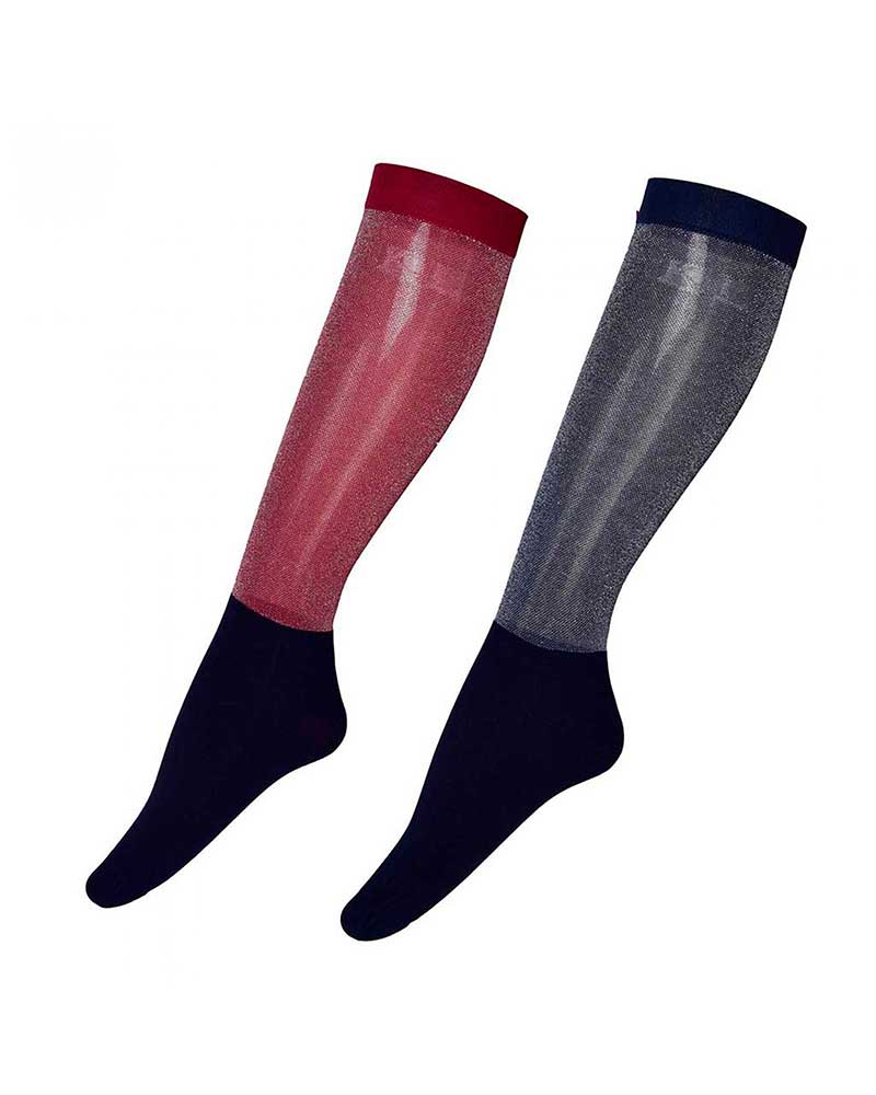 Pack de 2 paires de Chaussettes fins de compétition (bordeaux et bleu marine) à paillettes KLjoan - Kingsland