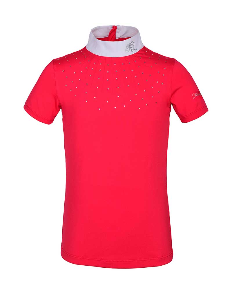 Polo de competición de manga corta fucsia con brillantes para niña - KLjanessa - Kingsland