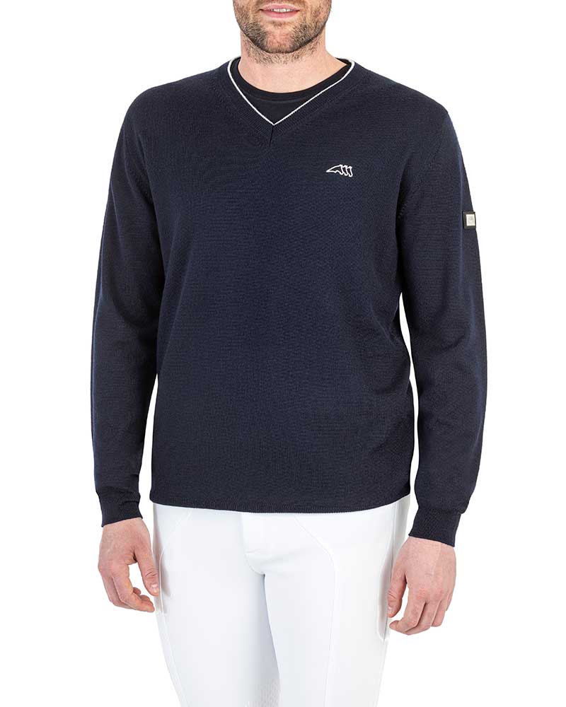 Navy fine knit sweater for men – Cedec – Equiline