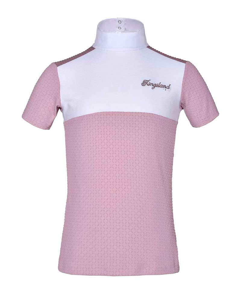 Polo de competición de manga corta rosa y blanco para niña - KLlola - Kingsland