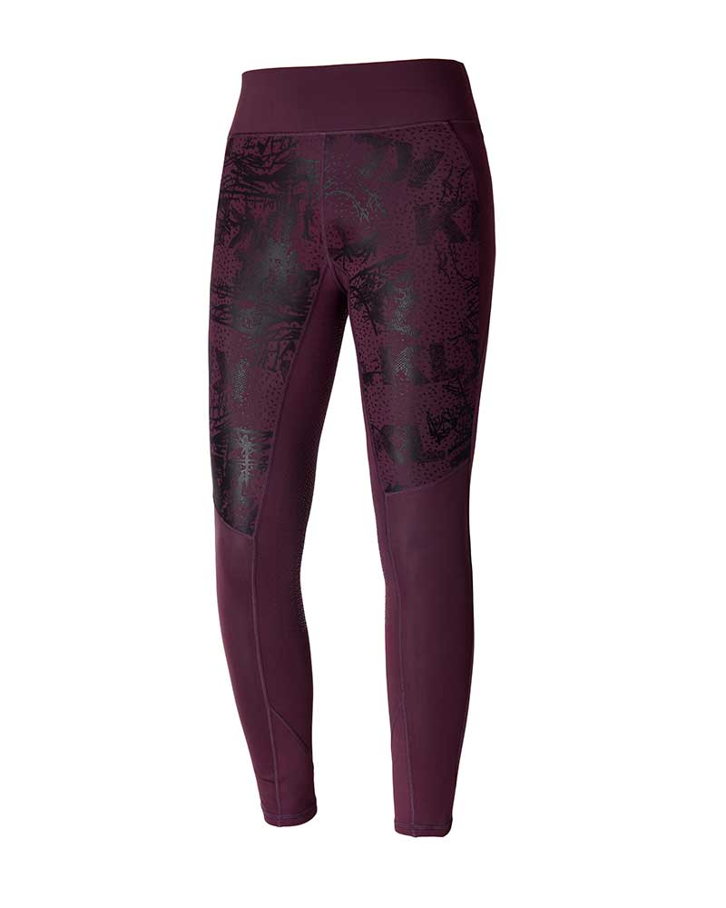 Burgundy Printed Riding Tights with Seat Grip for Women - KLkatinka - Kingsland