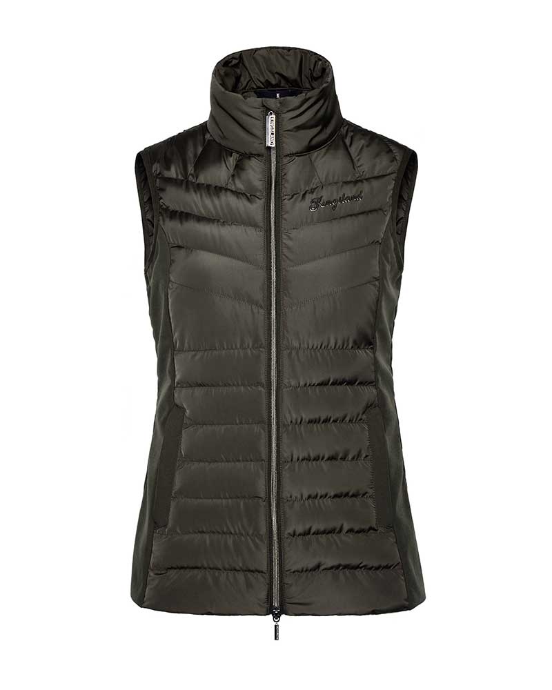Dark khaki green padded vest (green beluga) for women - KLmanuela - Kingsland