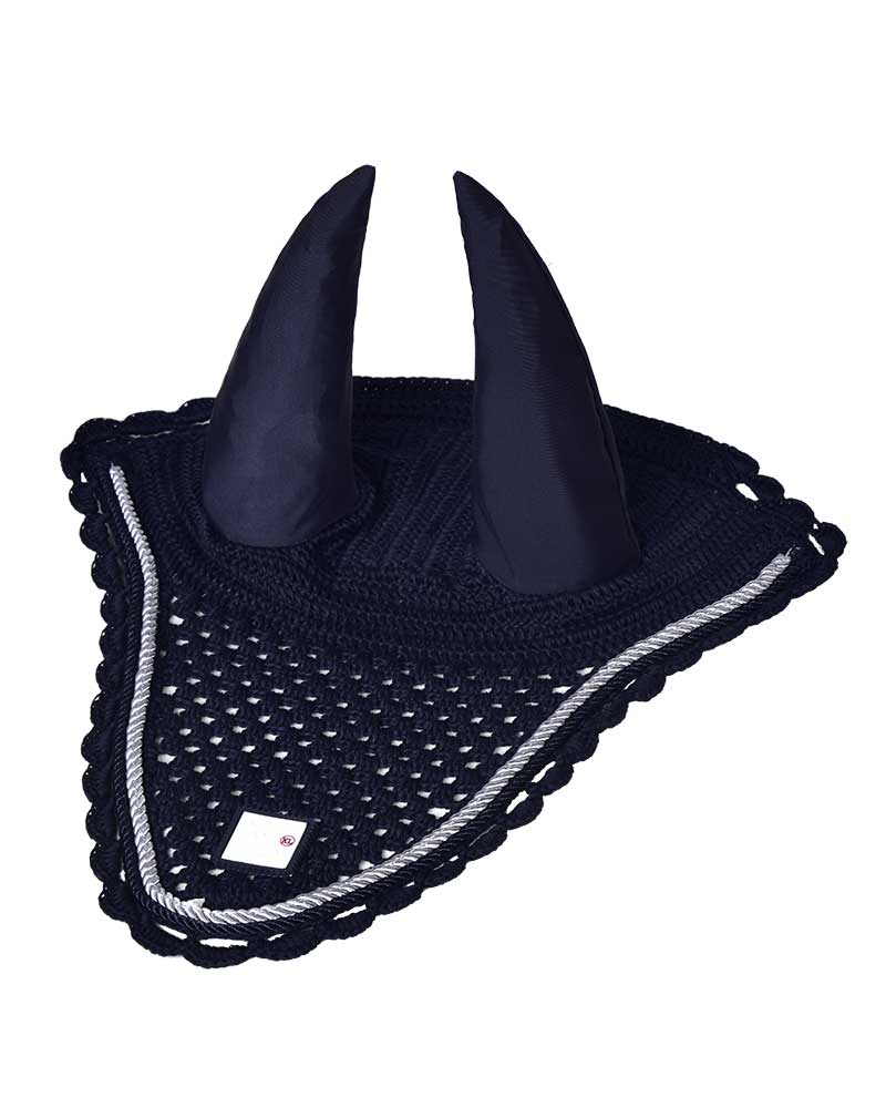 Navy Crochet Ear Bonnet with Stretch Ears for Horse – KLmason – Kingsland