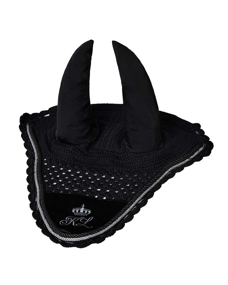Black crochet ear bonnet with velvet and stretch ears for horses – KLmelanie – Kingsland