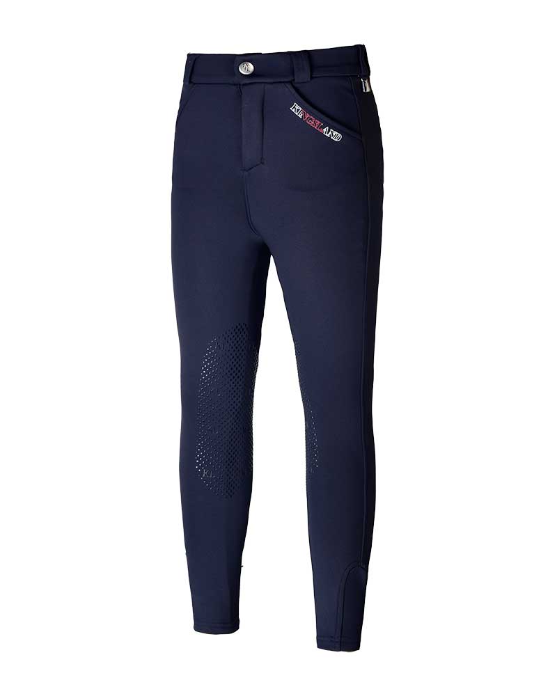 Junior Unisex Winter Riding Pants in Navy Mesh Fabric (Knee Grip) - KLkian - Kingsland