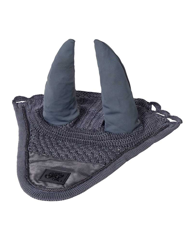 Bonnet en crochet gris avec soie et oreilles élastiques pour poney (C et D) - KLnixe - Kingsland