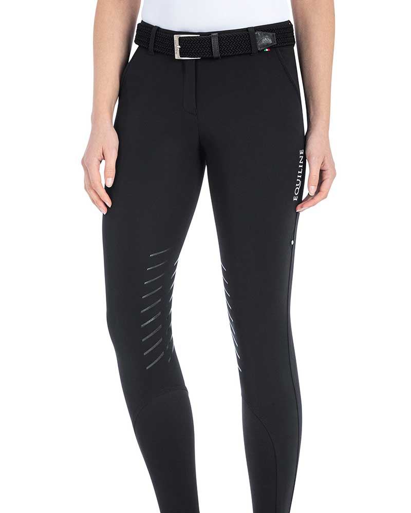 Black Riding Breeches with Knee Grip for Women - Constantinec - Equiline