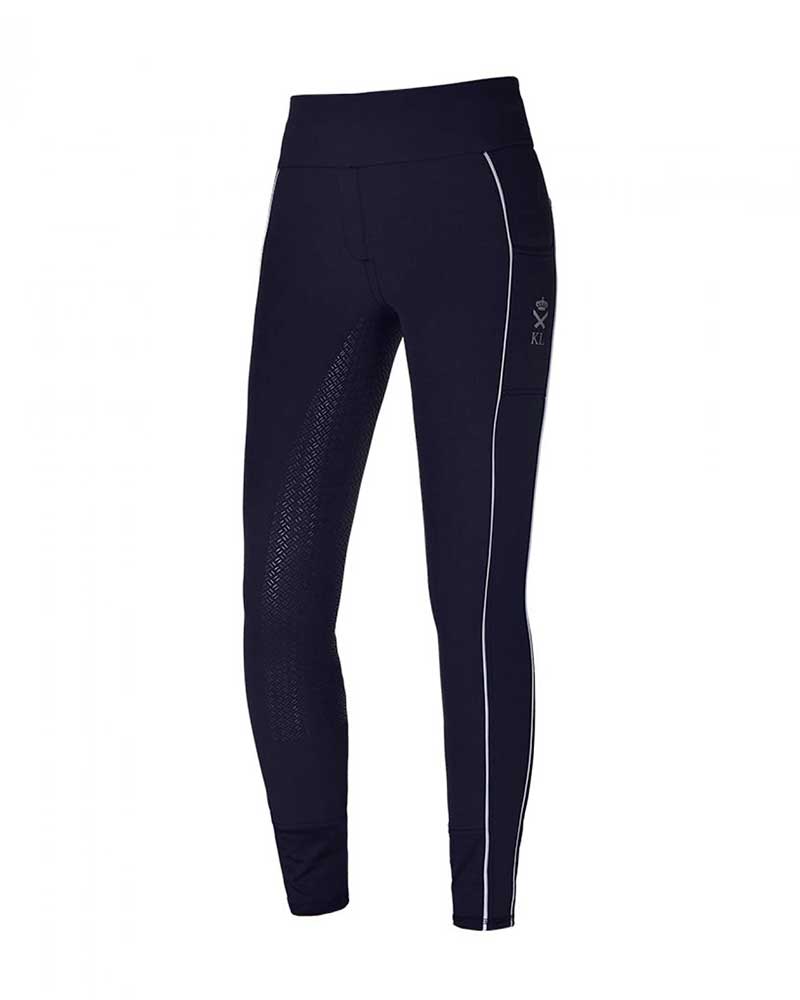 Navy Pull-On Riding Breeches with Elastic Waist and Silicone Seat Grip – Katja by Kingsland