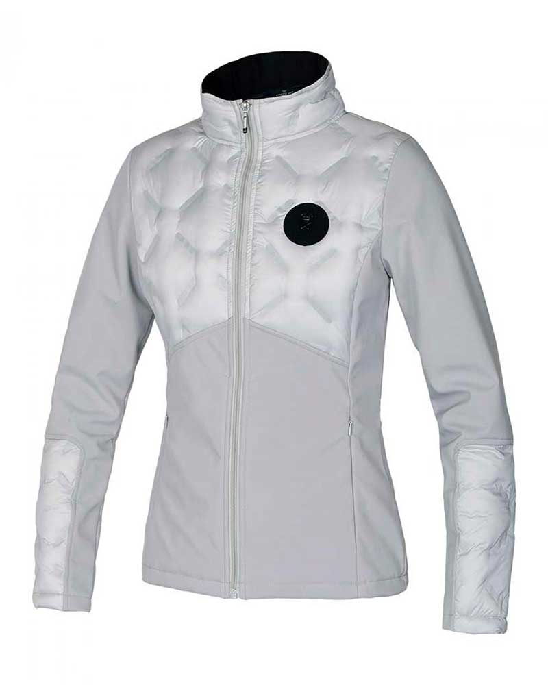 Chaqueta acolchada blanca y gris transpirable y resistente al agua con cuello alto polar para mujer KLluna - Kingsland