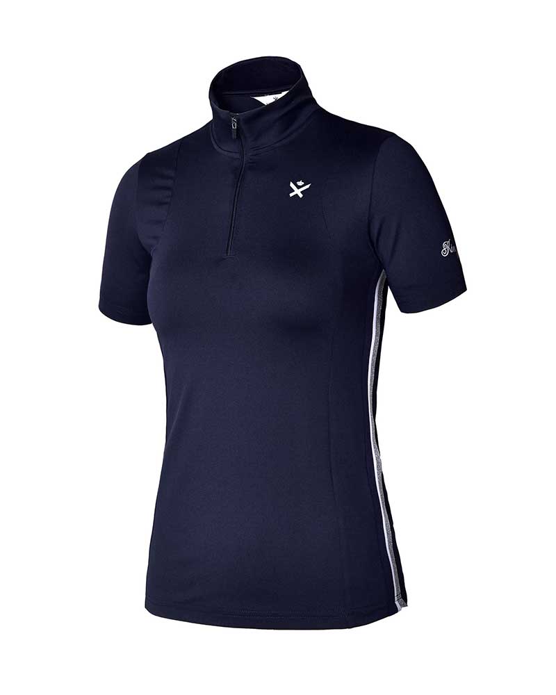 T-shirt d'entraînement à manches courtes bleu marine et argenté pour femme - KLfreya - Kingsland Dressage